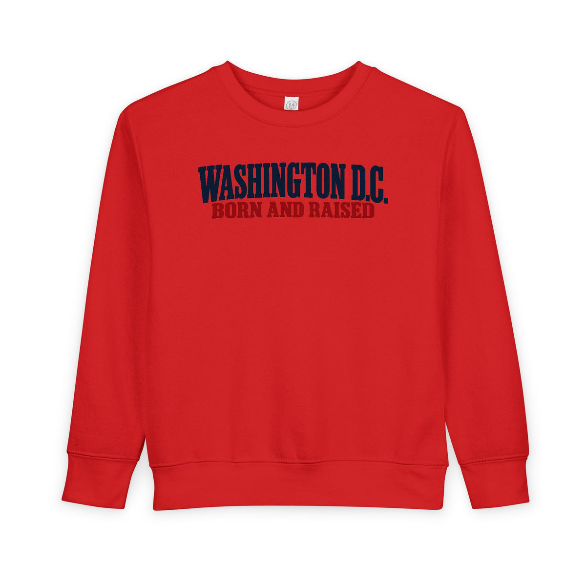 Washington DC Born and Raised Heritage Serif Unisex Toddler Sweatshirt