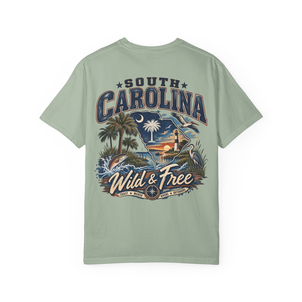 South Carolina Wild & Free Unisex Comfort Color 1717 Streetwear Graphic Tee