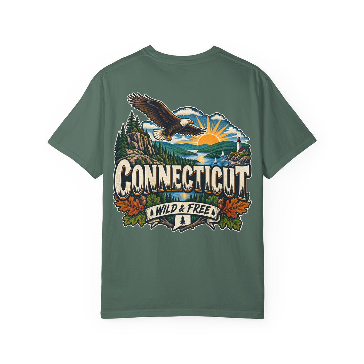 Connecticut Wild & Free Unisex Comfort Color 1717 Streetwear Graphic Tee