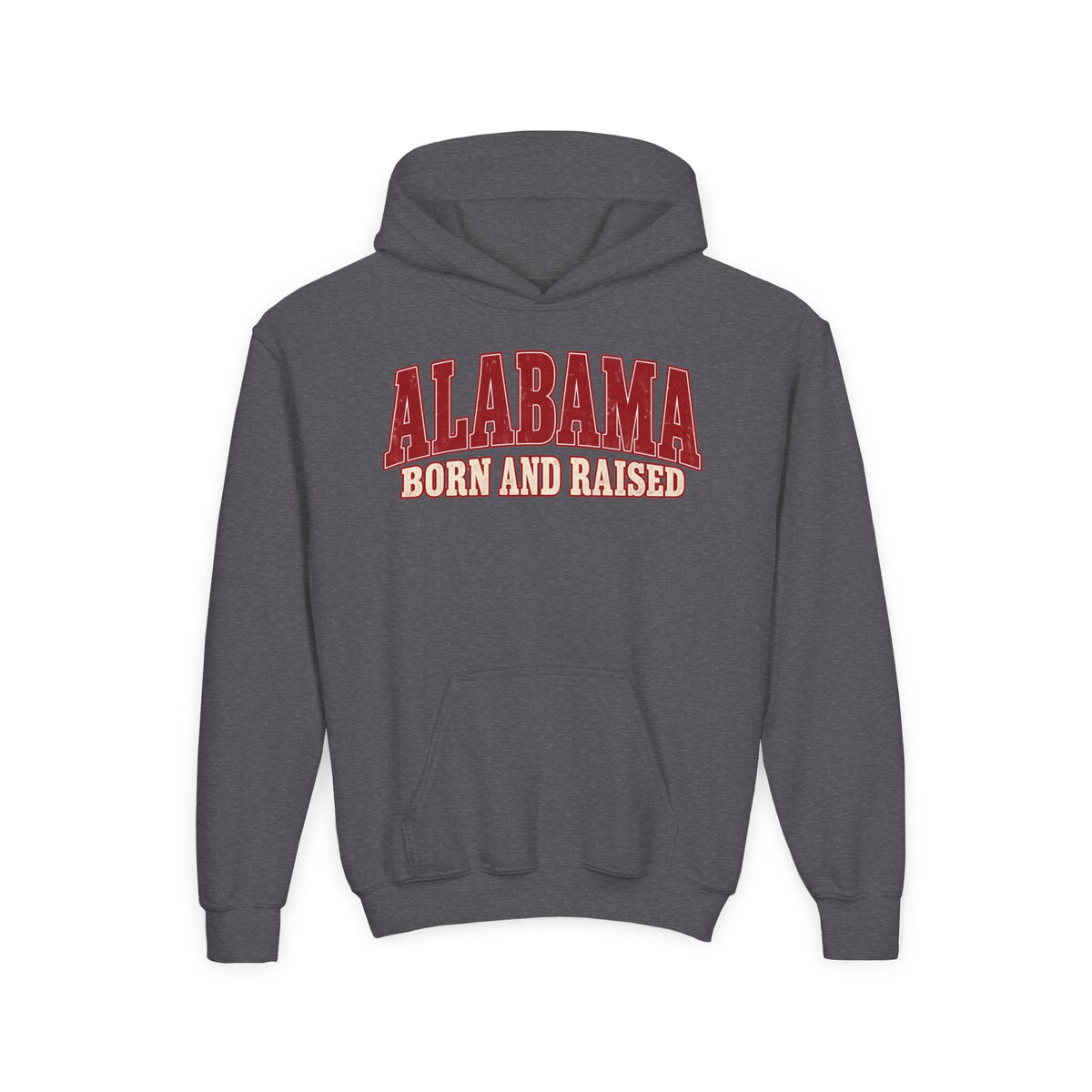 Alabama Born and Raised Classic Southern Heritage Unisex Youth Heavy Blend Hooded Sweatshirt Graphic