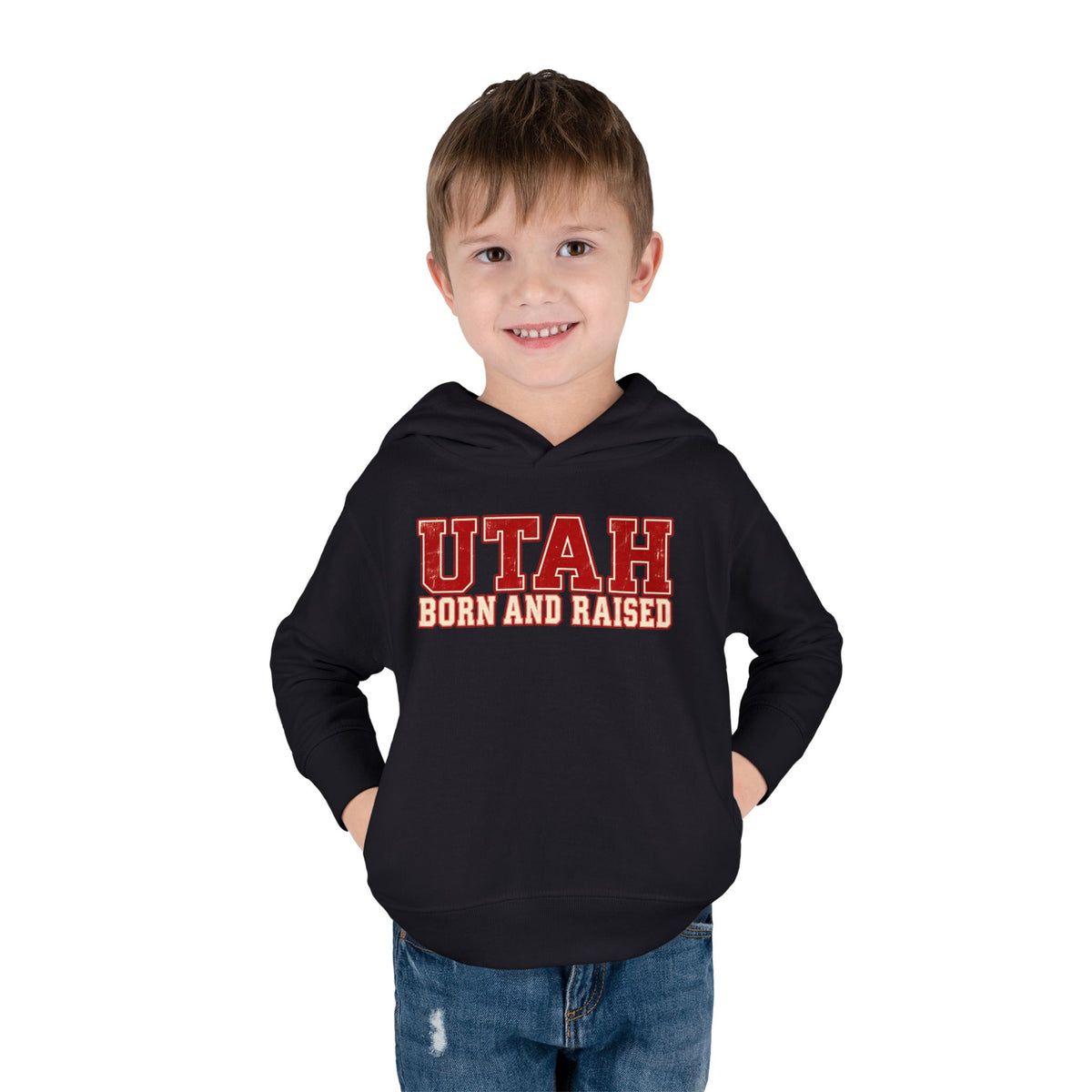 Utah Born and Raised Vintage Athletic Unisex Toddler Pullover Fleece Hoodie