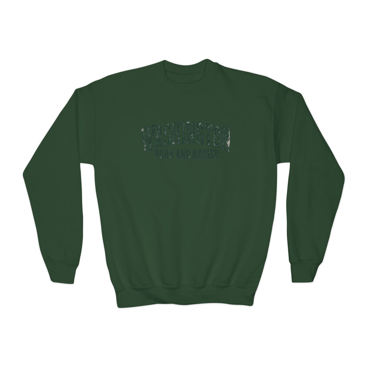 Washington Born and Raised Vintage Workwear Unisex Youth Crewneck Sweatshirt Graphic