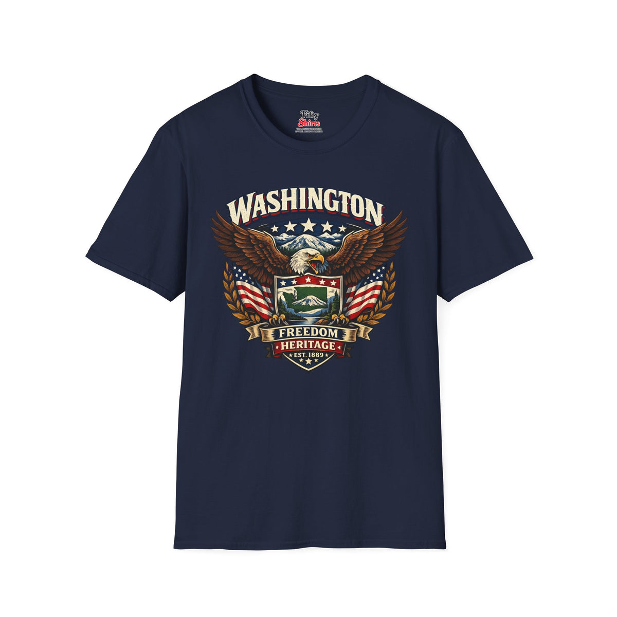 Washington Americana Eagle Unisex Softstyle T Shirt State Pride Graphic Tee Collections FS03