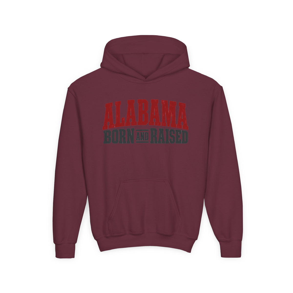 Alabama Born and Raised Rugged Workwear Unisex Youth Heavy Blend Hooded Sweatshirt Graphic