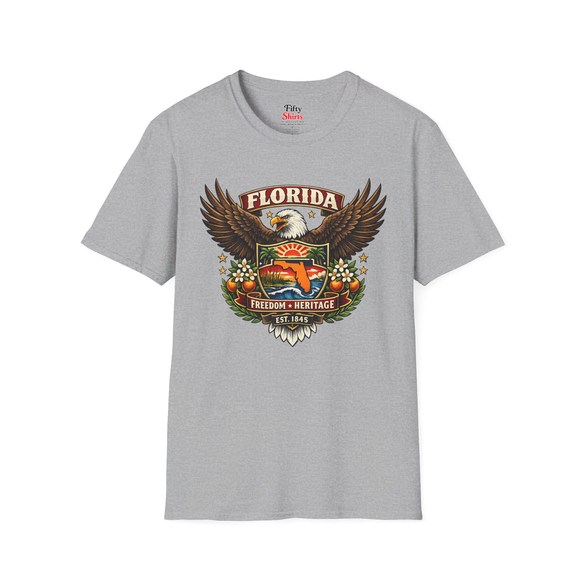 Florida Americana Eagle Unisex Softstyle T Shirt State Pride Graphic Tee Collections FS03