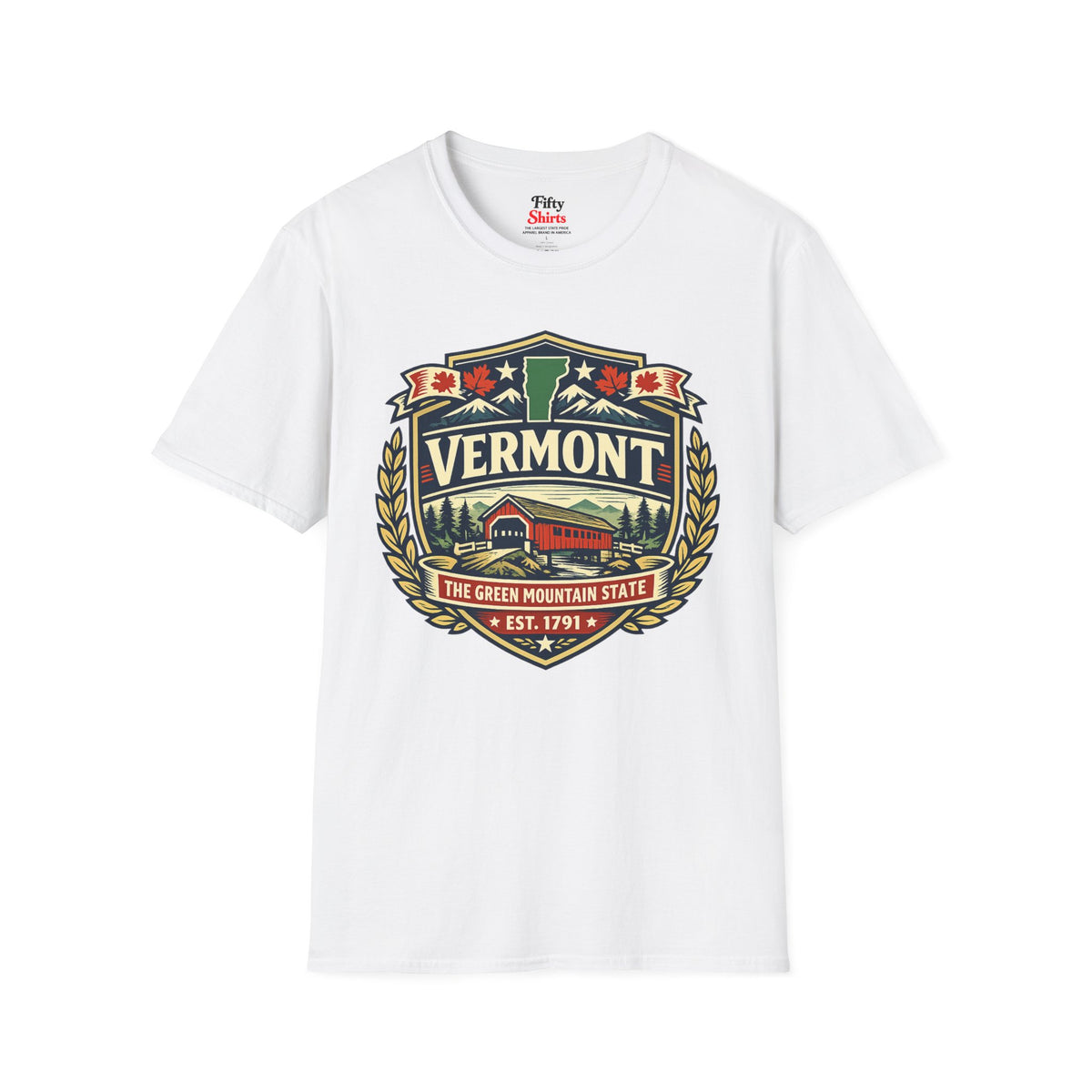 Vermont Heritage Badge Unisex Softstyle T Shirt State Pride Graphic Tee Collections FS03