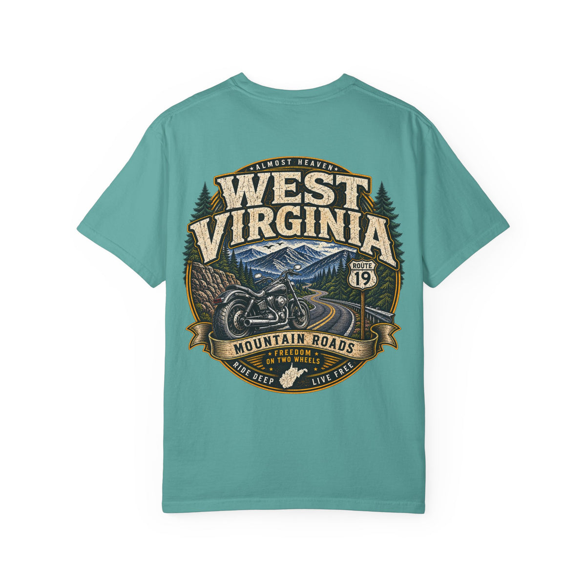 West Virginia Motorcycle Roads Unisex Comfort Color 1717 Streetwear Graphic Tee
