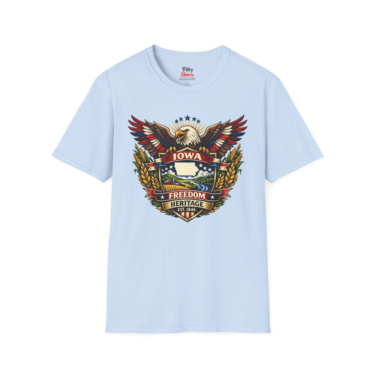 Iowa Americana Eagle Unisex Softstyle T Shirt State Pride Graphic Tee Collections FS03