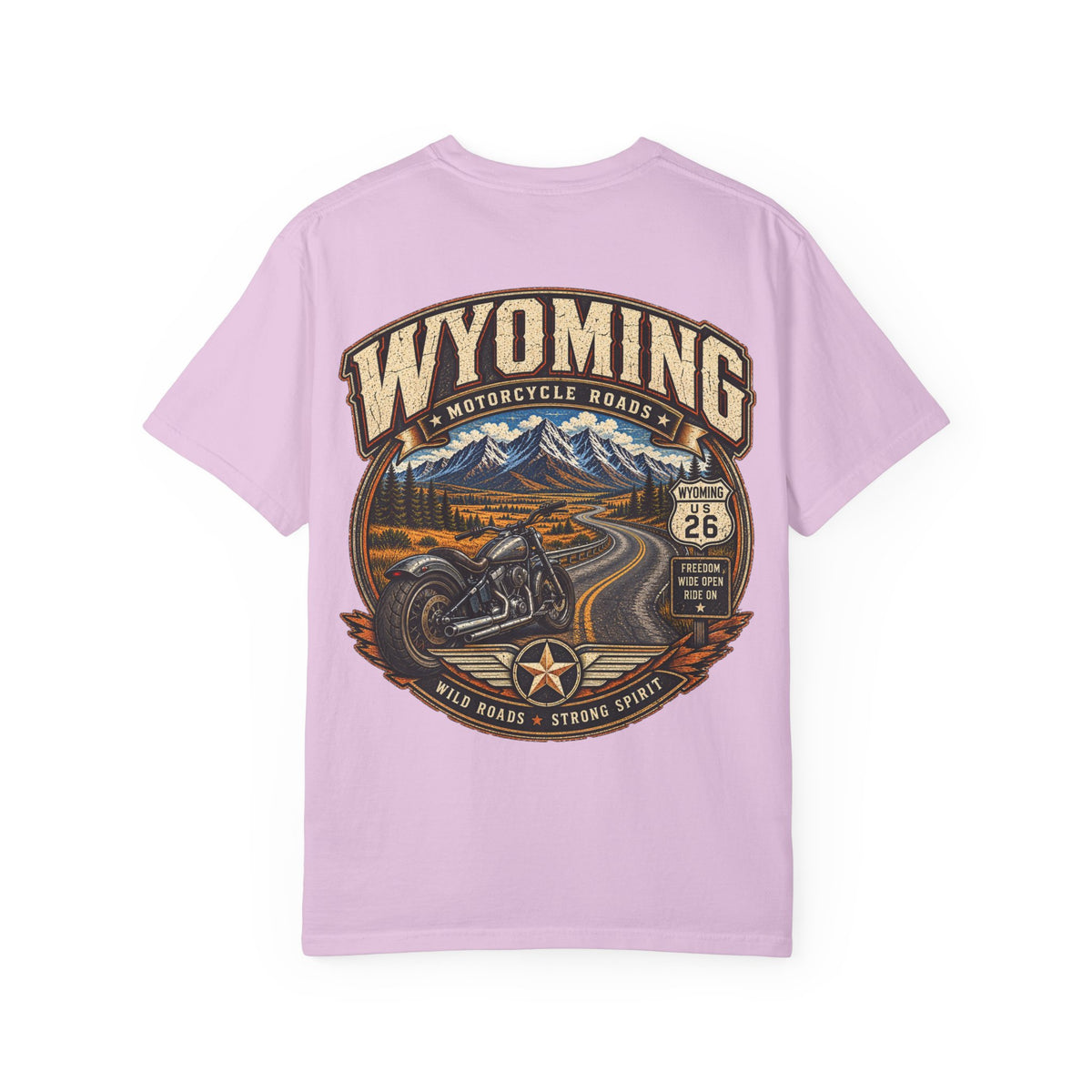 Wyoming Motorcycle Roads Unisex Comfort Color 1717 Streetwear Graphic Tee
