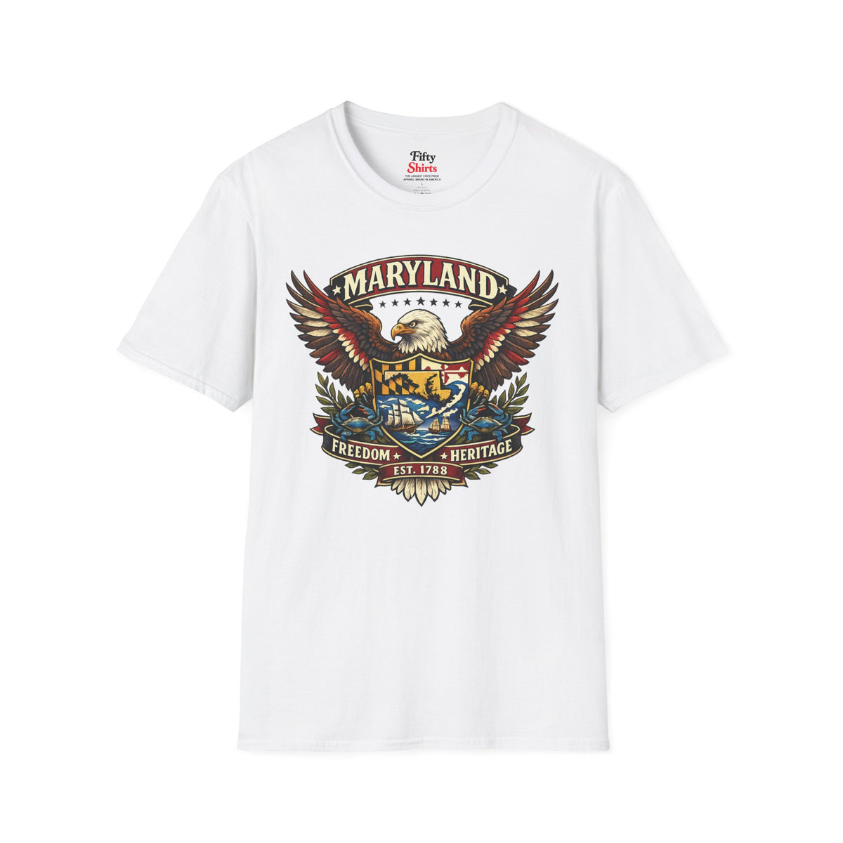 Maryland Americana Eagle Unisex Softstyle T Shirt State Pride Graphic Tee Collections FS03