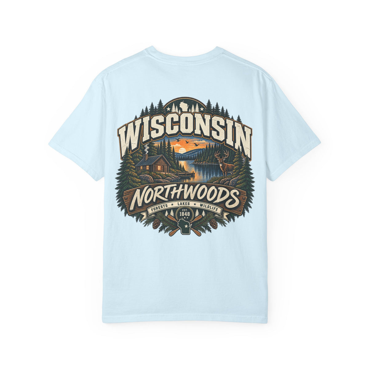 Wisconsin Northwoods Unisex Comfort Color 1717 Streetwear Graphic Tee