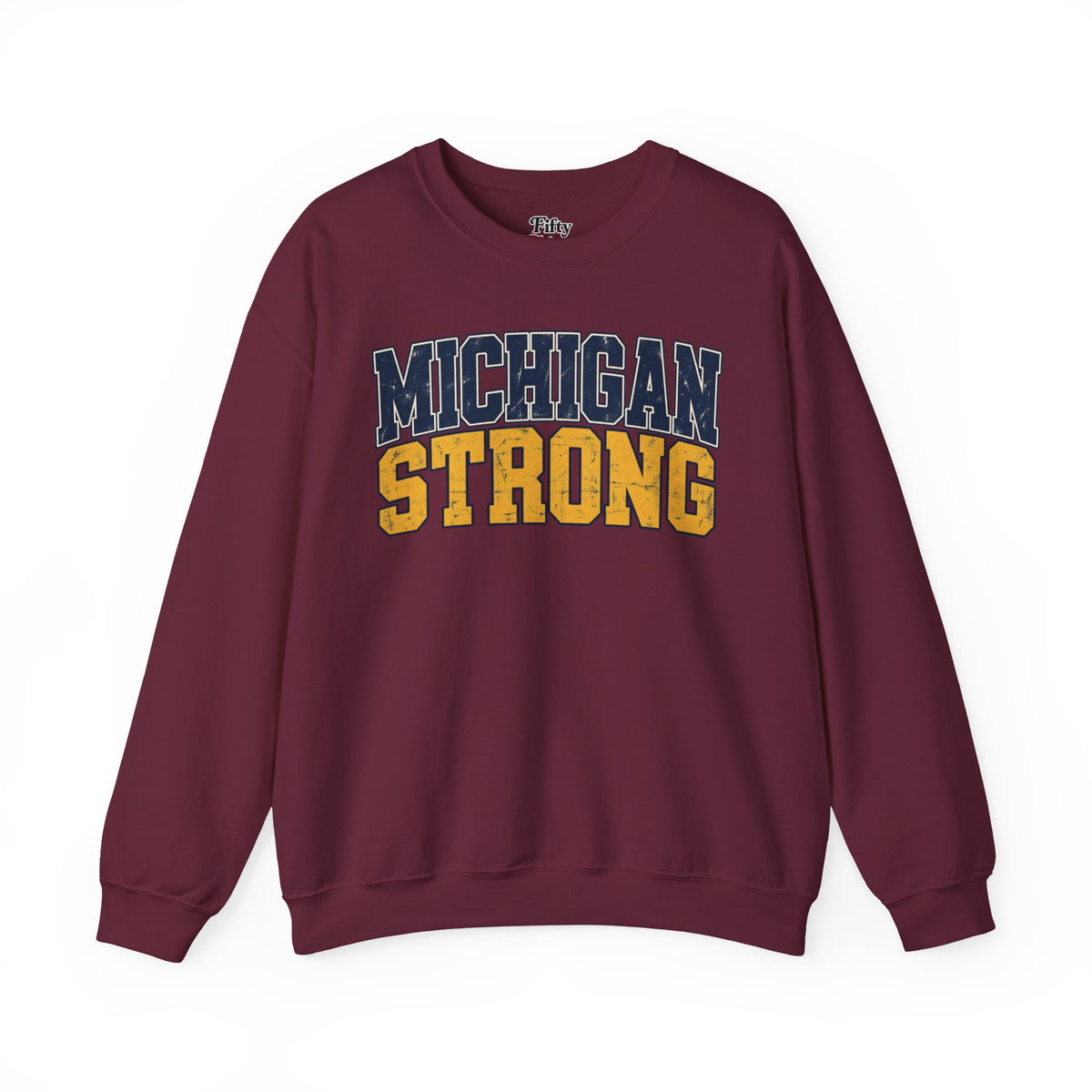 Michigan Strong Unisex Crewneck Sweatshirt State Name Graphic