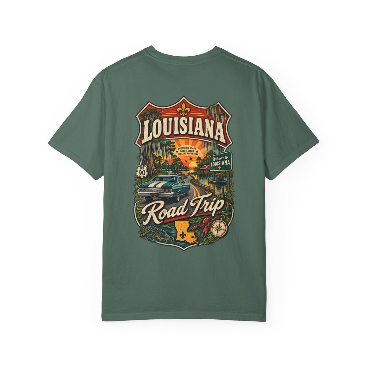 Louisiana Road Trip Unisex Comfort Color 1717 Streetwear Graphic Tee