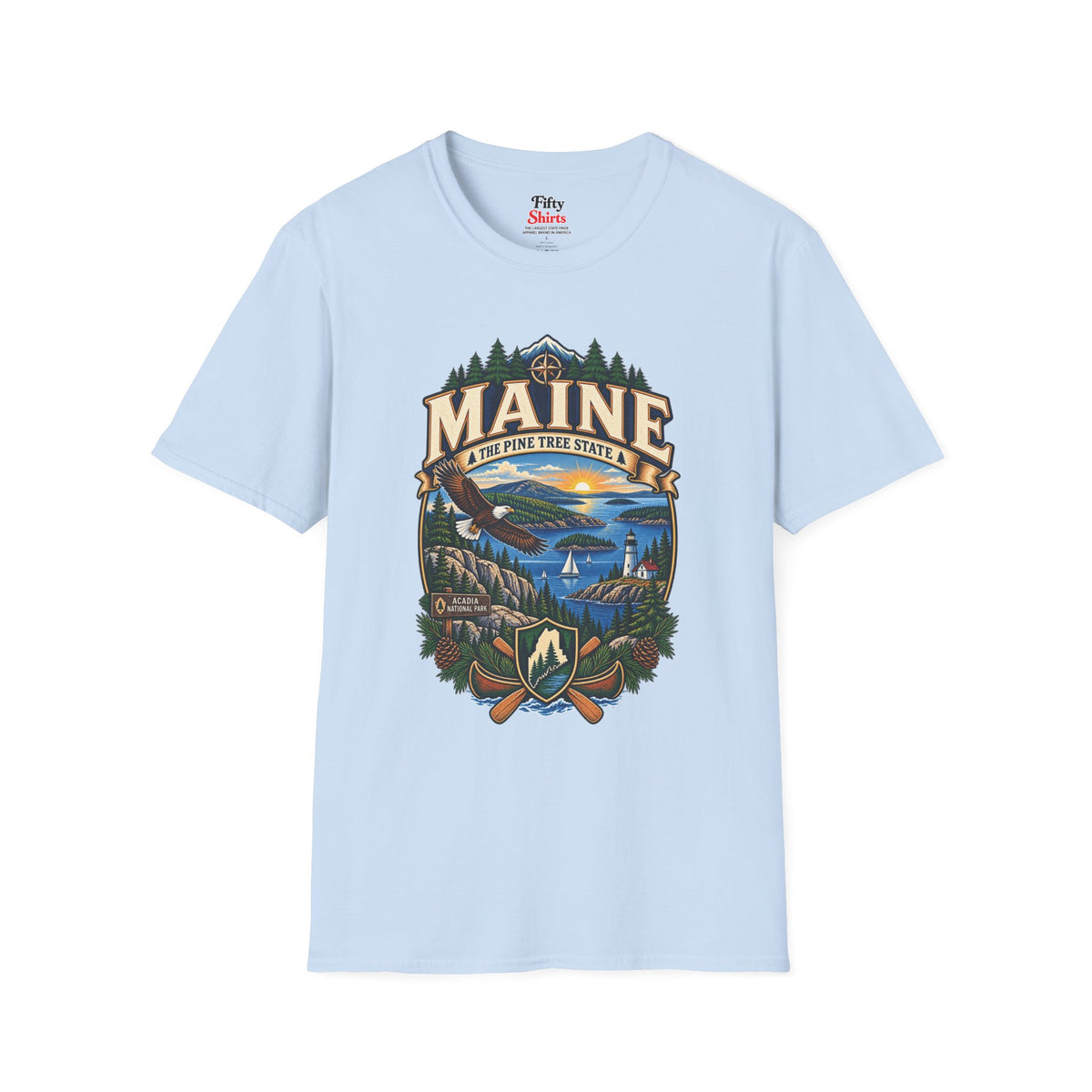 Pine Tree State Adventure Unisex Softstyle T Shirt State Pride Graphic Tee Collections FS03