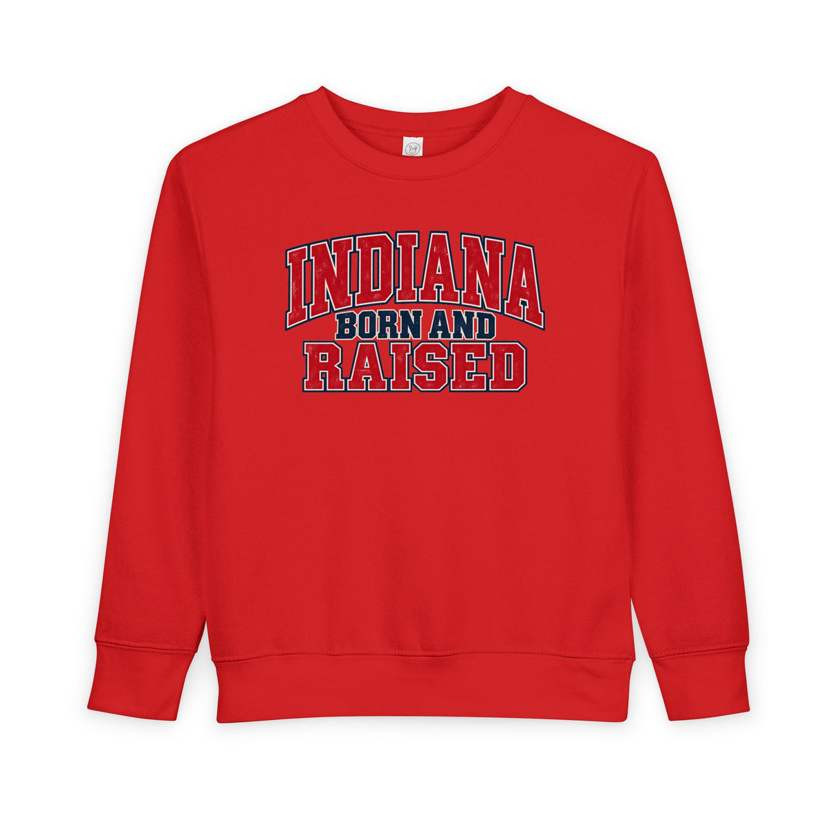 Indiana Born and Raised Vintage Collegiate Unisex Toddler Sweatshirt