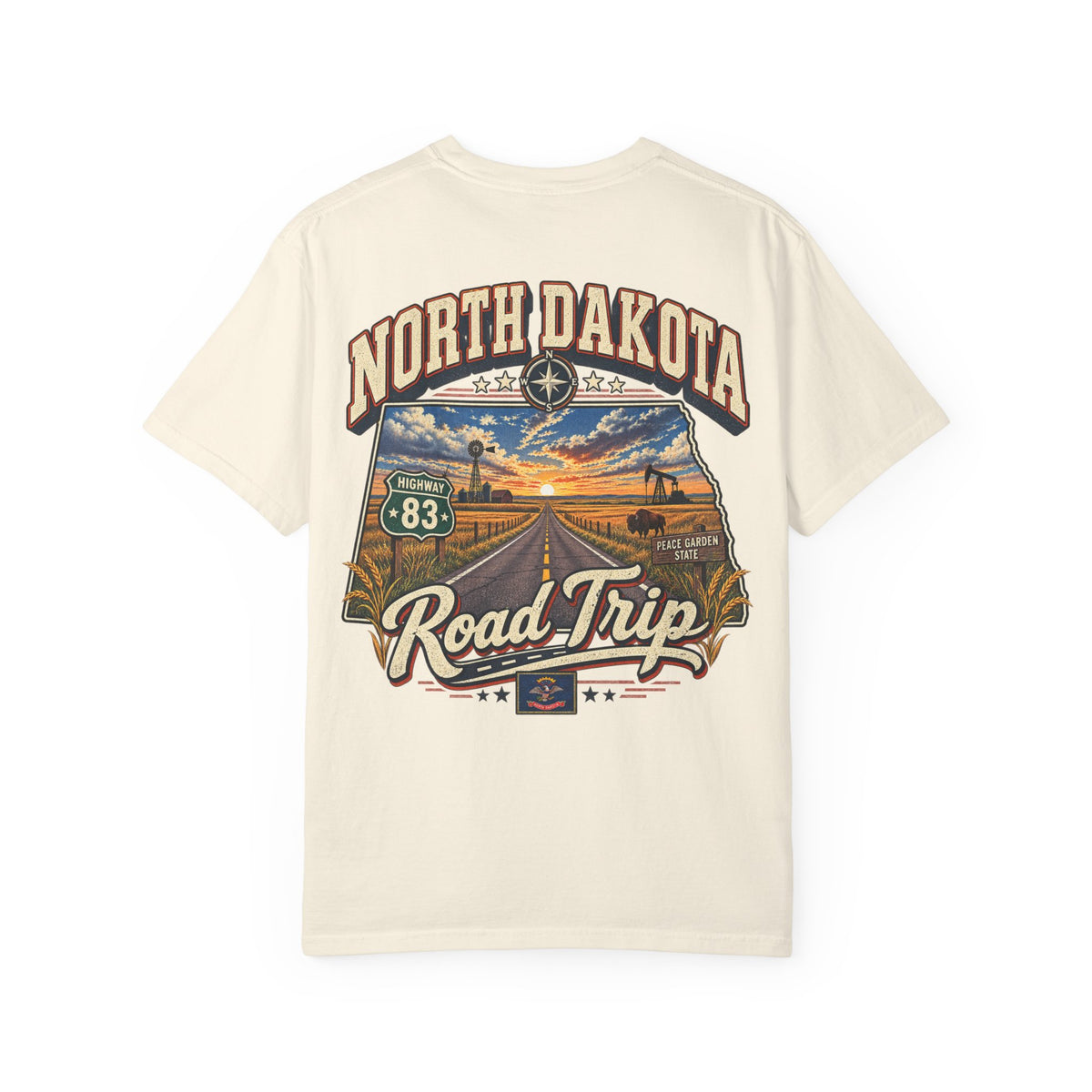 North Dakota Road Trip Unisex Comfort Color 1717 Streetwear Graphic Tee