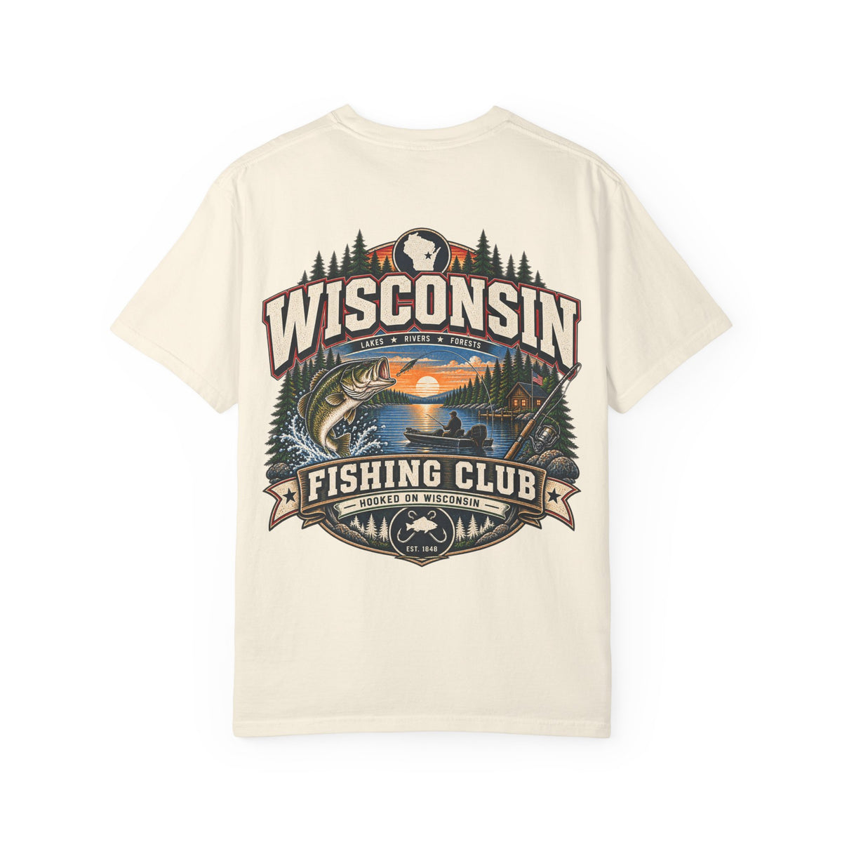 Wisconsin Fishing Club Unisex Comfort Color 1717 Streetwear Graphic Tee
