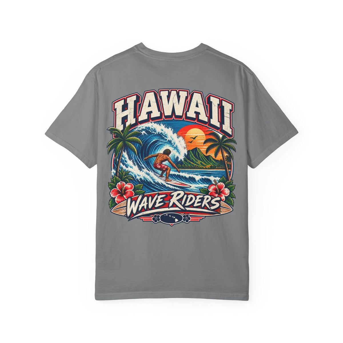 Hawaii Wave Riders Unisex Comfort Color 1717 Streetwear Graphic Tee