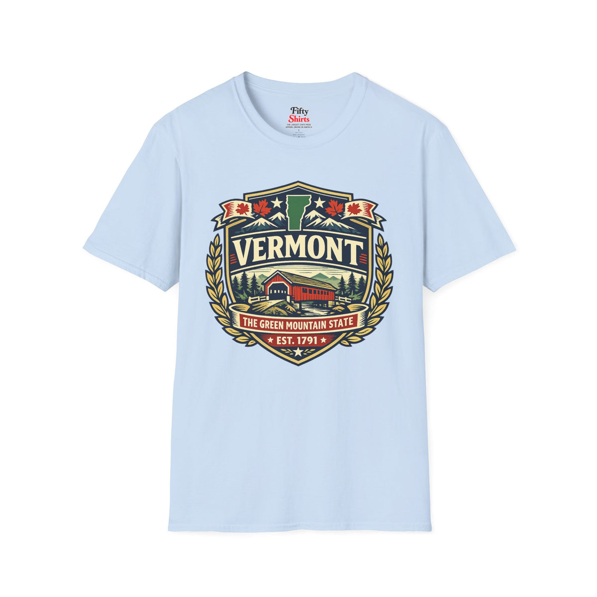 Vermont Heritage Badge Unisex Softstyle T Shirt State Pride Graphic Tee Collections FS03