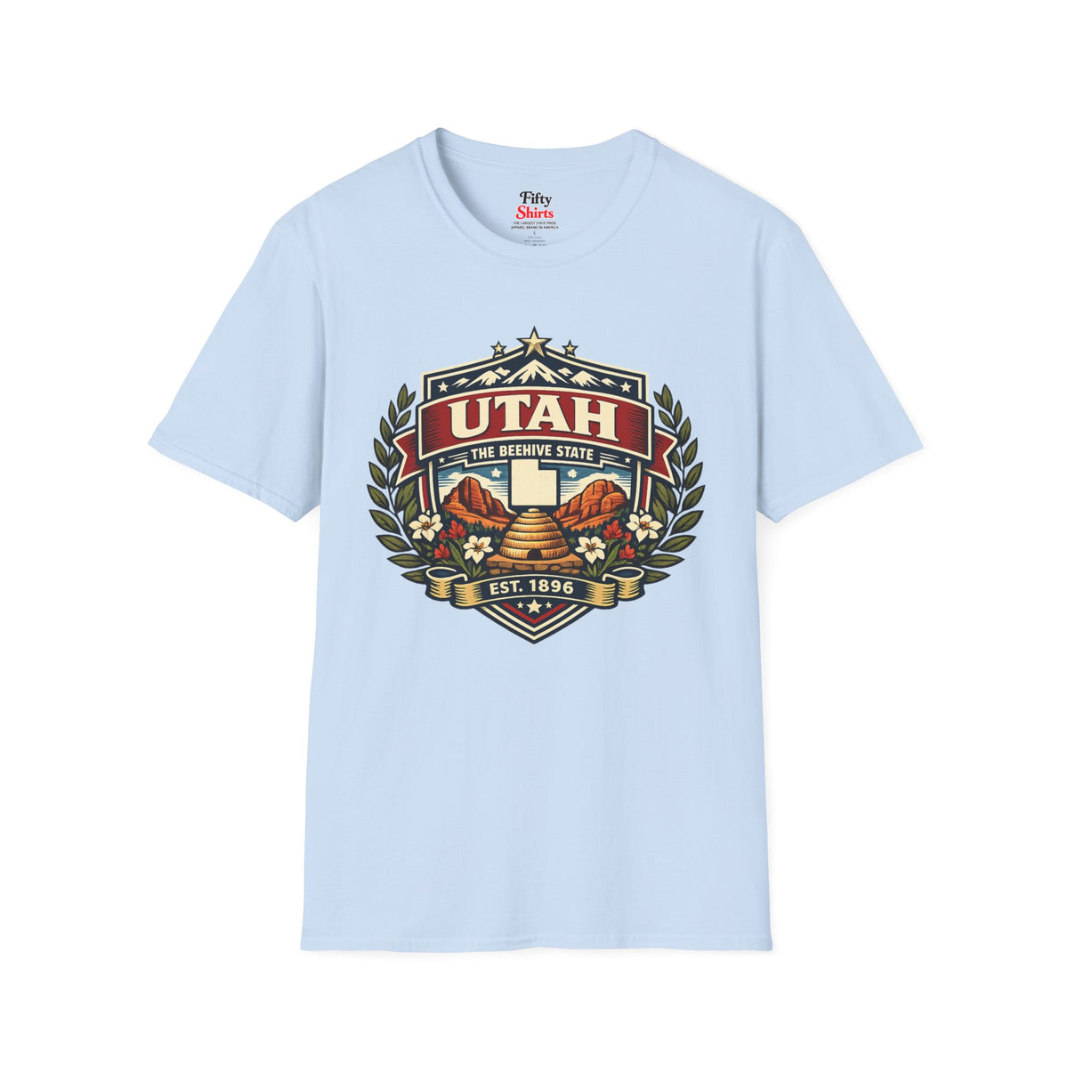 Utah Heritage Badge Unisex Softstyle T Shirt State Pride Graphic Tee Collections FS03