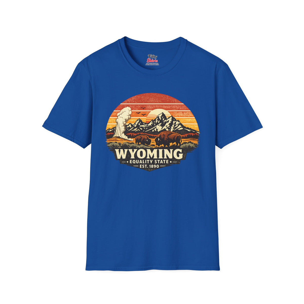 Wyoming Mountain Sunset Unisex Softstyle T Shirt State Pride Graphic Tee Collections FS03
