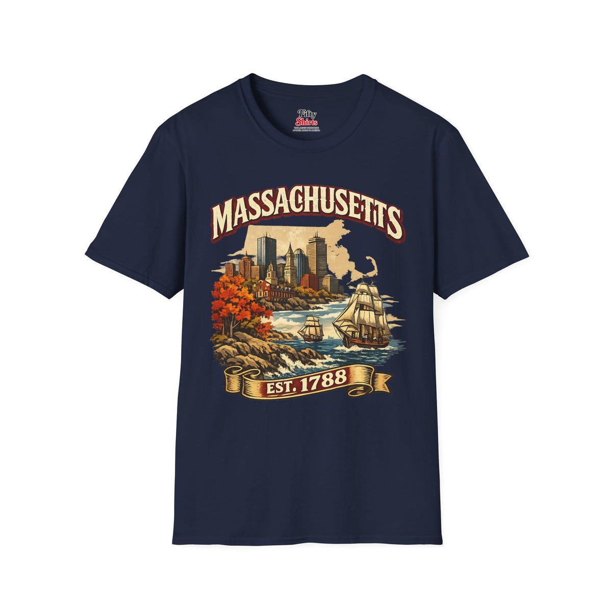 Vintage Massachusetts Heritage Unisex Softstyle T Shirt State Pride Graphic Tee Collections FS03