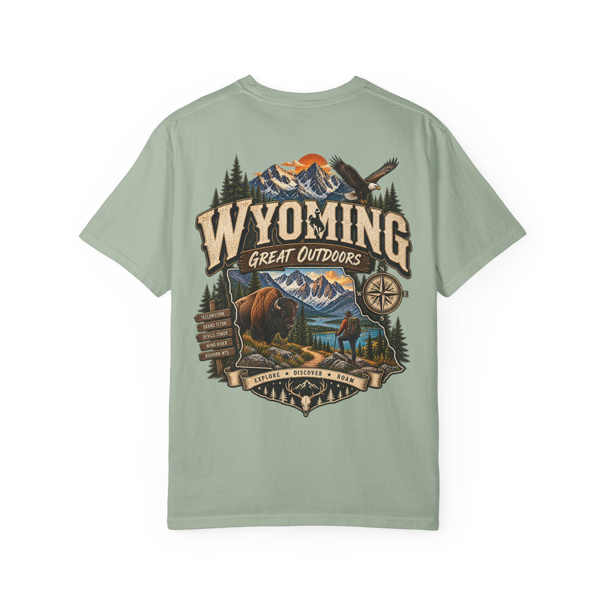 Wyoming Great Outdoors Unisex Comfort Color 1717 Streetwear Graphic Tee