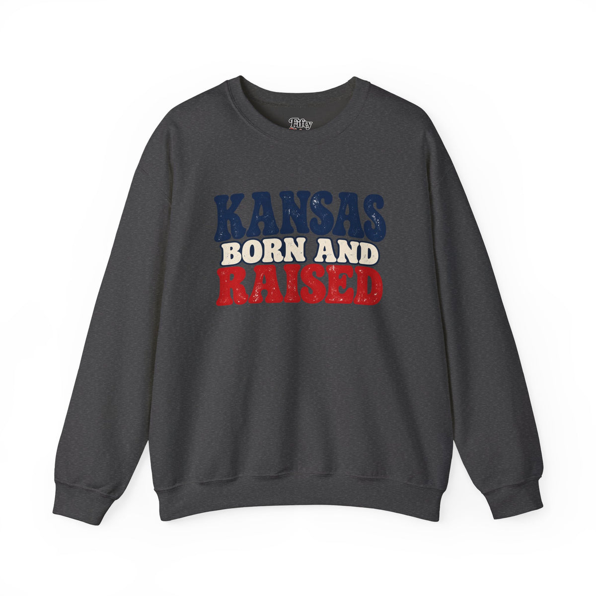 Kansas Born and Raised Retro 1970s Unisex Sweatshirt Graphic