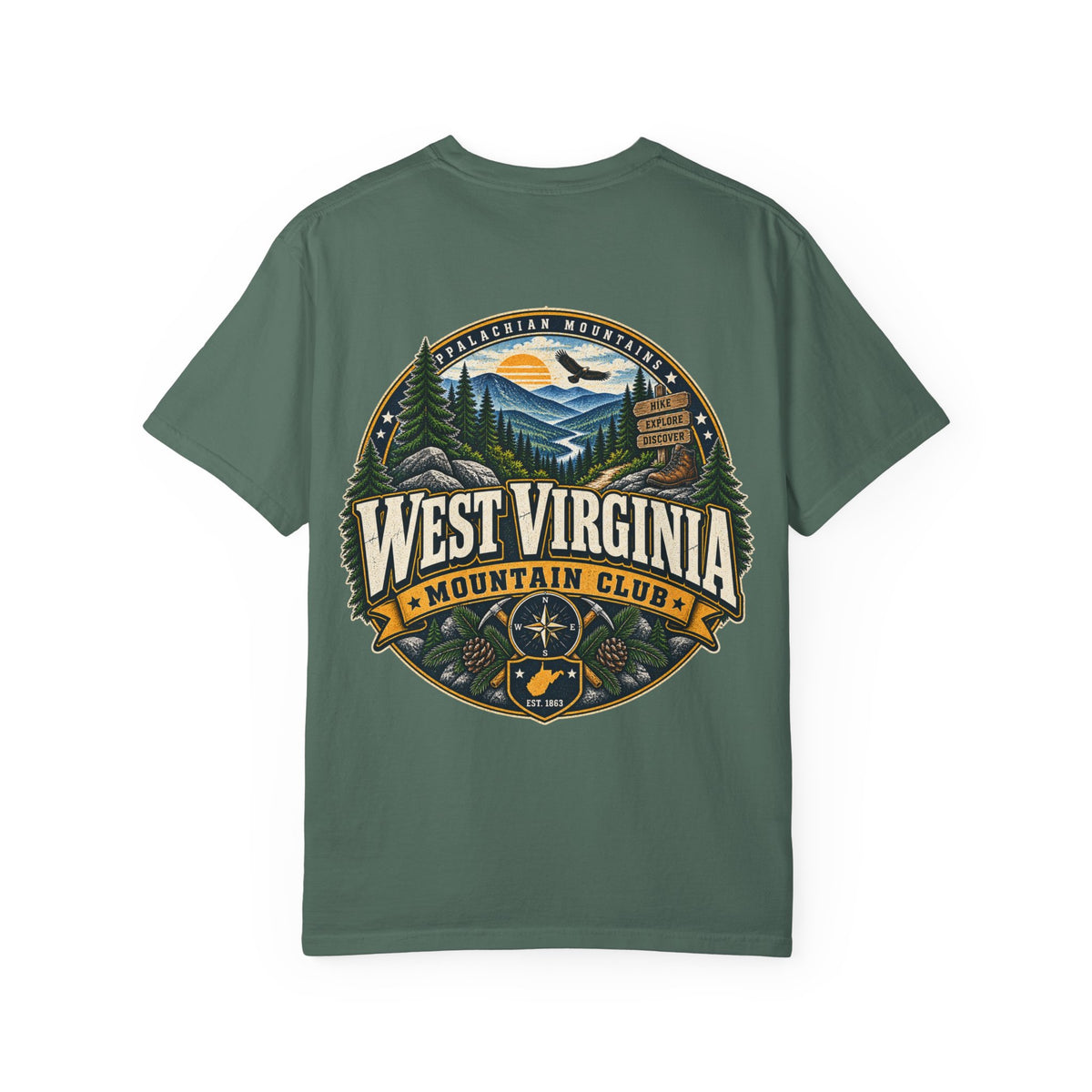 West Virginia Mountain Club Unisex Comfort Color 1717 Streetwear Graphic Tee