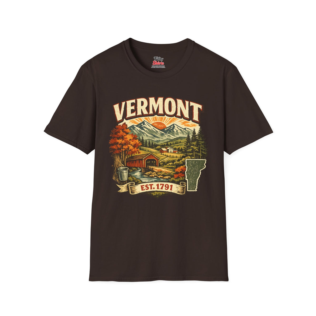 Vintage Vermont Heritage Unisex Softstyle T Shirt State Pride Graphic Tee Collections FS03