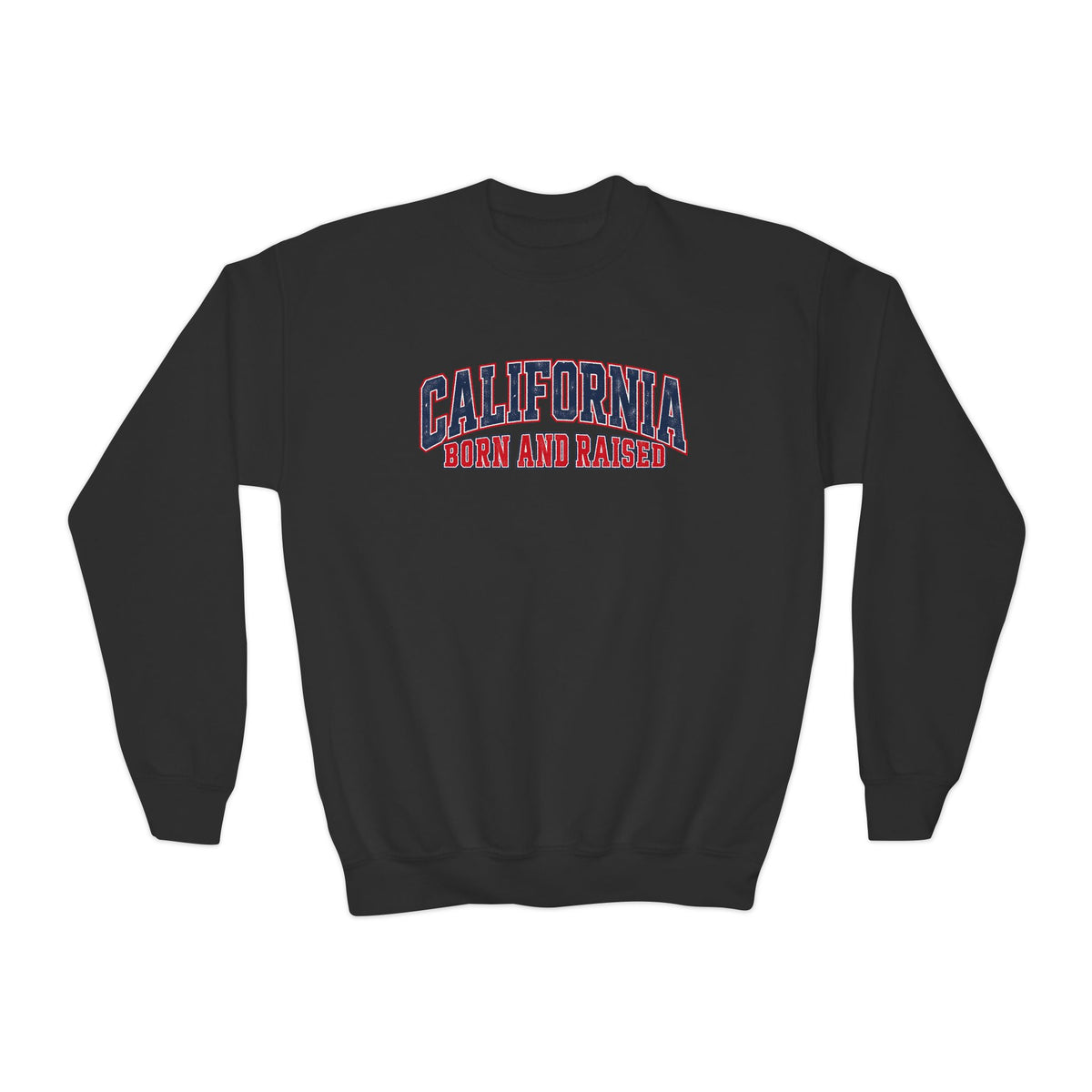California Born and Raised Vintage Athletic Heritage Unisex Youth Crewneck Sweatshirt Graphic