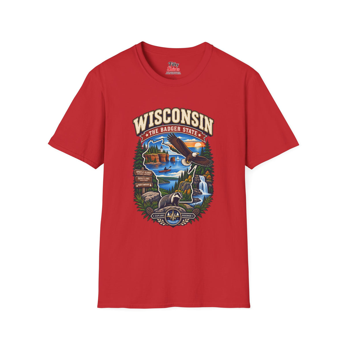Wisconsin Badger State Adventure Unisex Softstyle T Shirt State Pride Graphic Tee Collections FS03