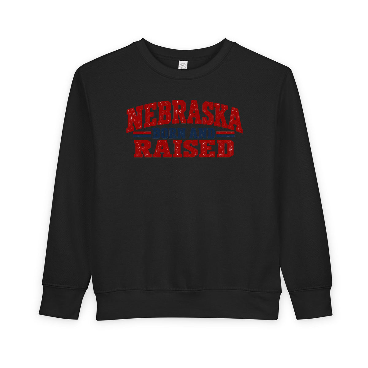 Nebraska Born and Raised Vintage Farmhouse Unisex Toddler Sweatshirt Graphic