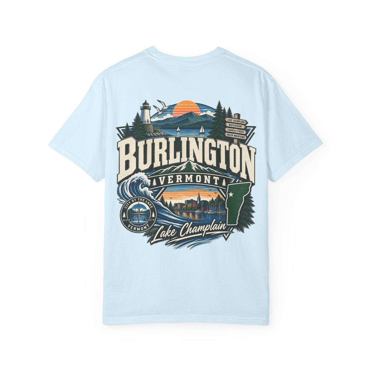 Burlington Vermont Unisex Comfort Color 1717 Streetwear Graphic Tee