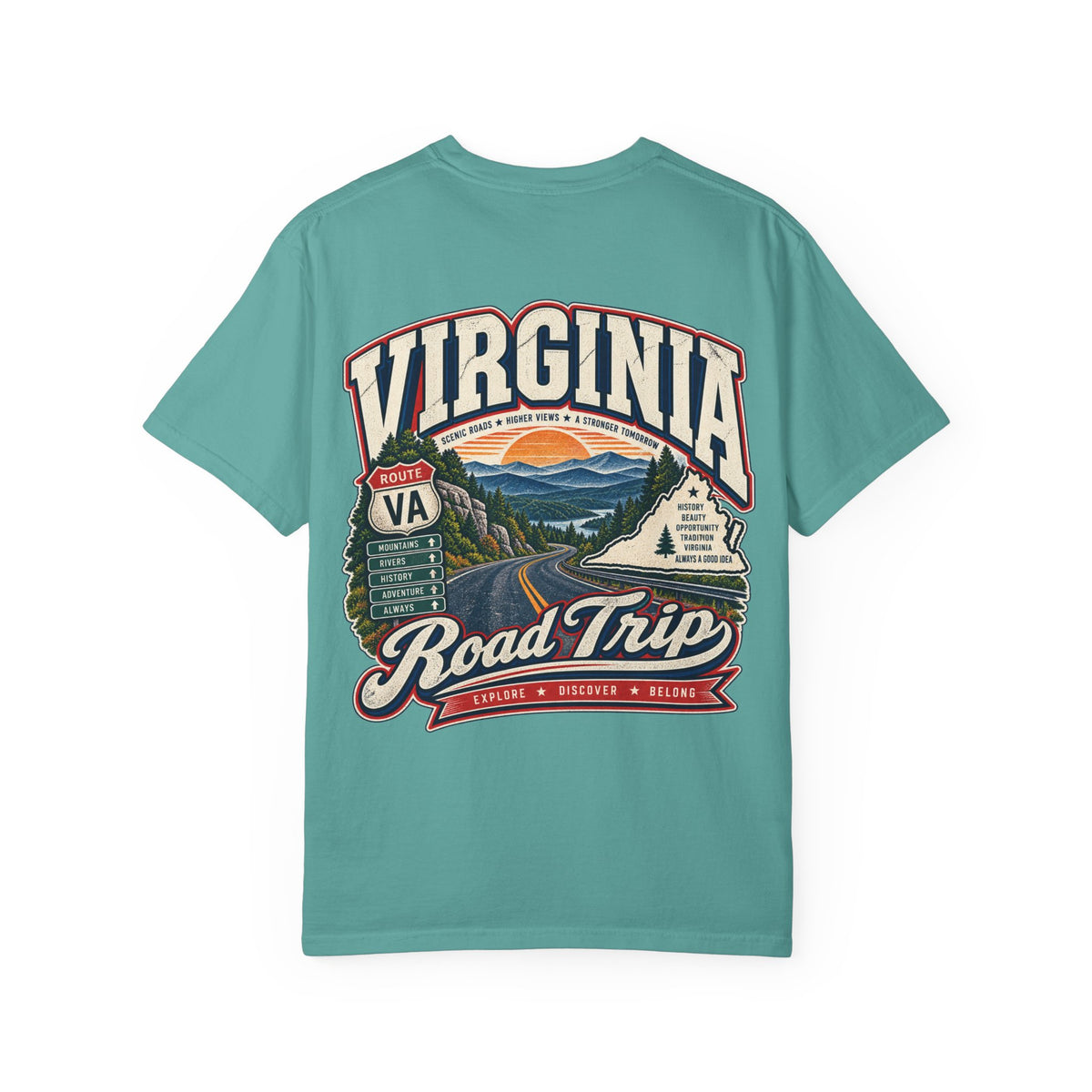 Virginia Road Trip Unisex Comfort Color 1717 Streetwear Graphic Tee