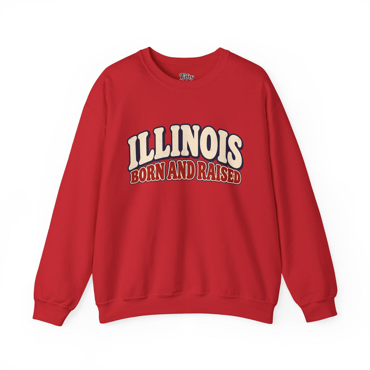 Illinois Born and Raised Retro 1970s Unisex Sweatshirt Graphic