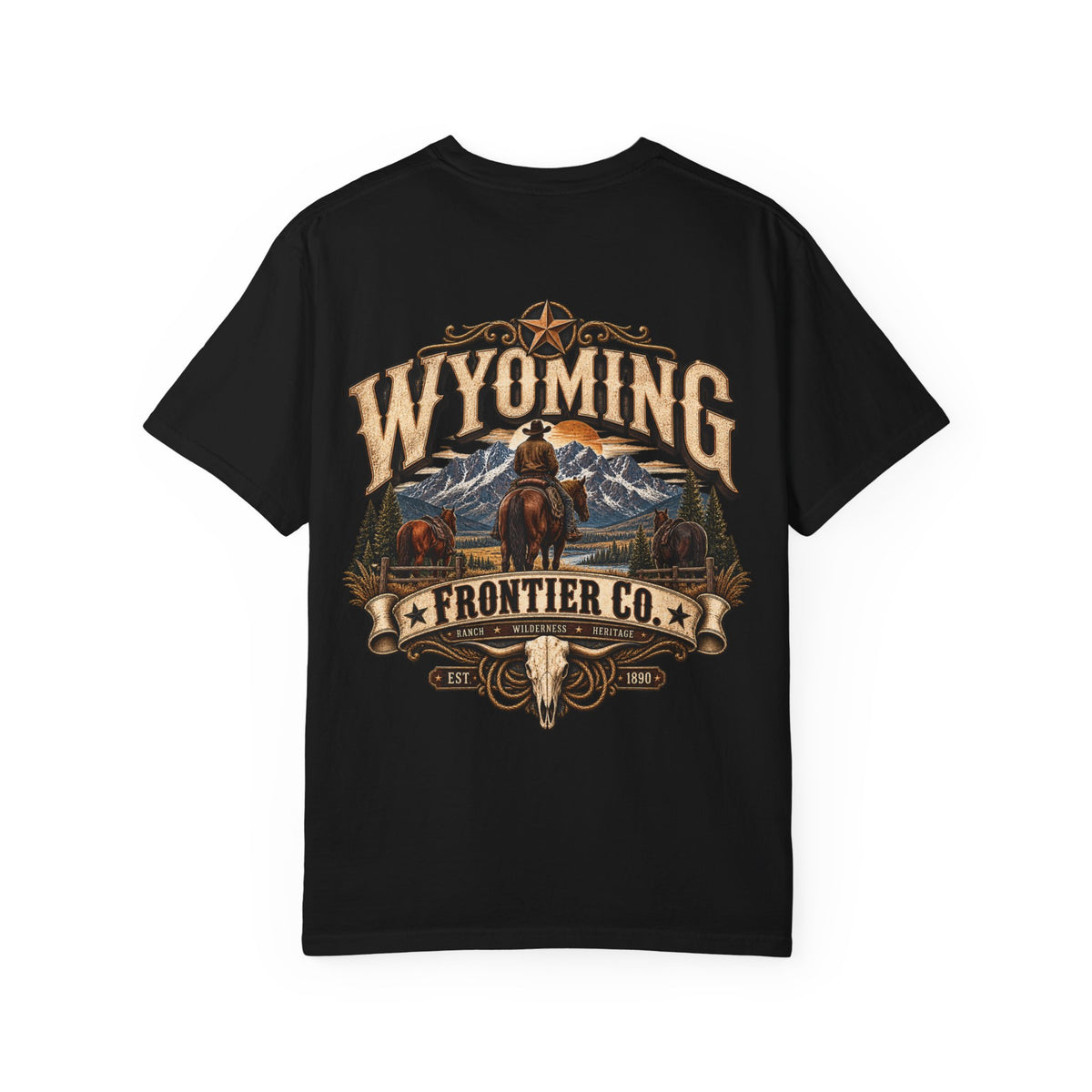 Wyoming Frontier Co. Unisex Comfort Color 1717 Streetwear Graphic Tee