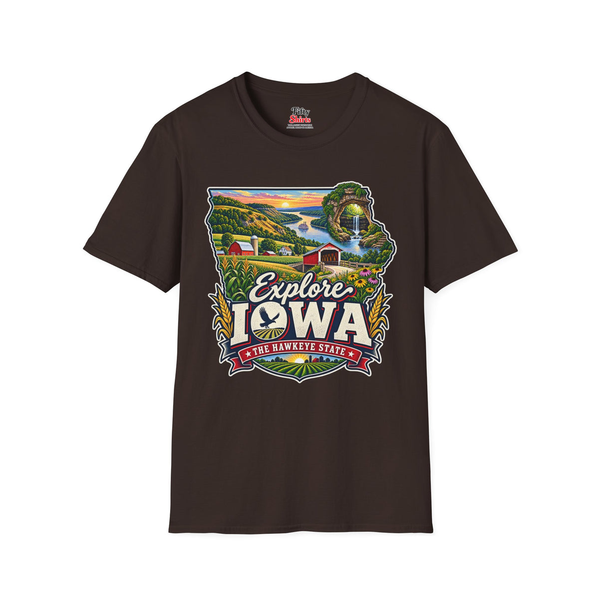 Explore Iowa Unisex Softstyle T Shirt State Pride Graphic Tee Collections FS03