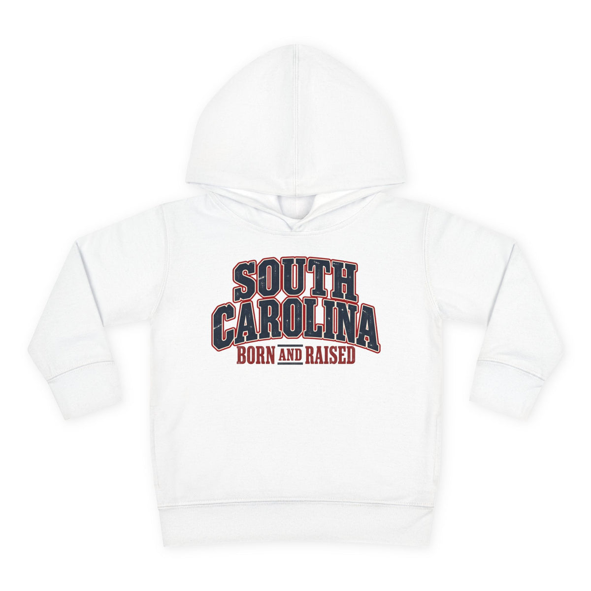 South Carolina Born and Raised Southern Americana Unisex Toddler Pullover Fleece Hoodie
