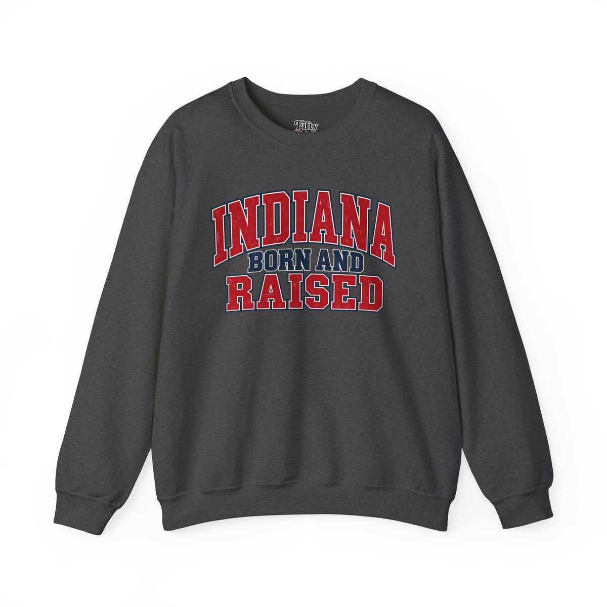 Indiana Born and Raised Vintage Collegiate Unisex Sweatshirt Graphic