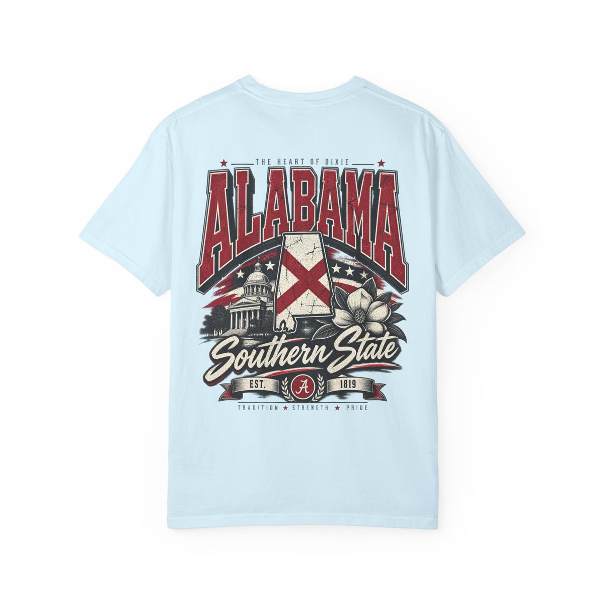 Alabama State Lettering Unisex Comfort Color 1717 Streetwear Graphic Tee