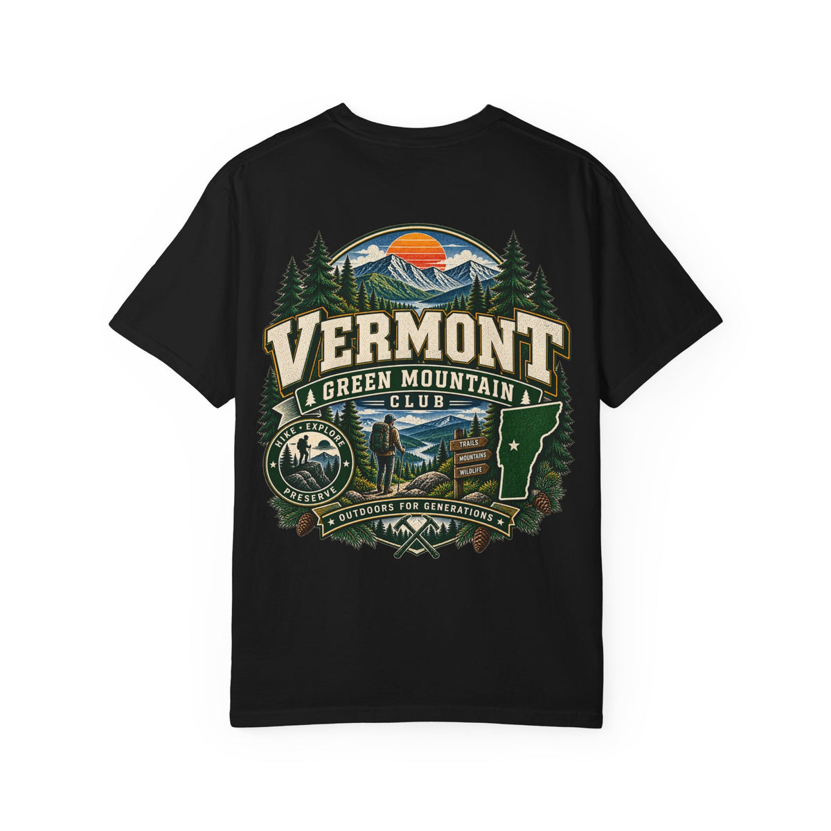 Vermont Green Mountain Club Unisex Comfort Color 1717 Streetwear Graphic Tee
