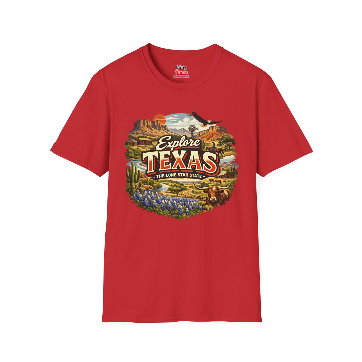 Explore Texas Unisex Softstyle T Shirt State Pride Graphic Tee Collections FS03