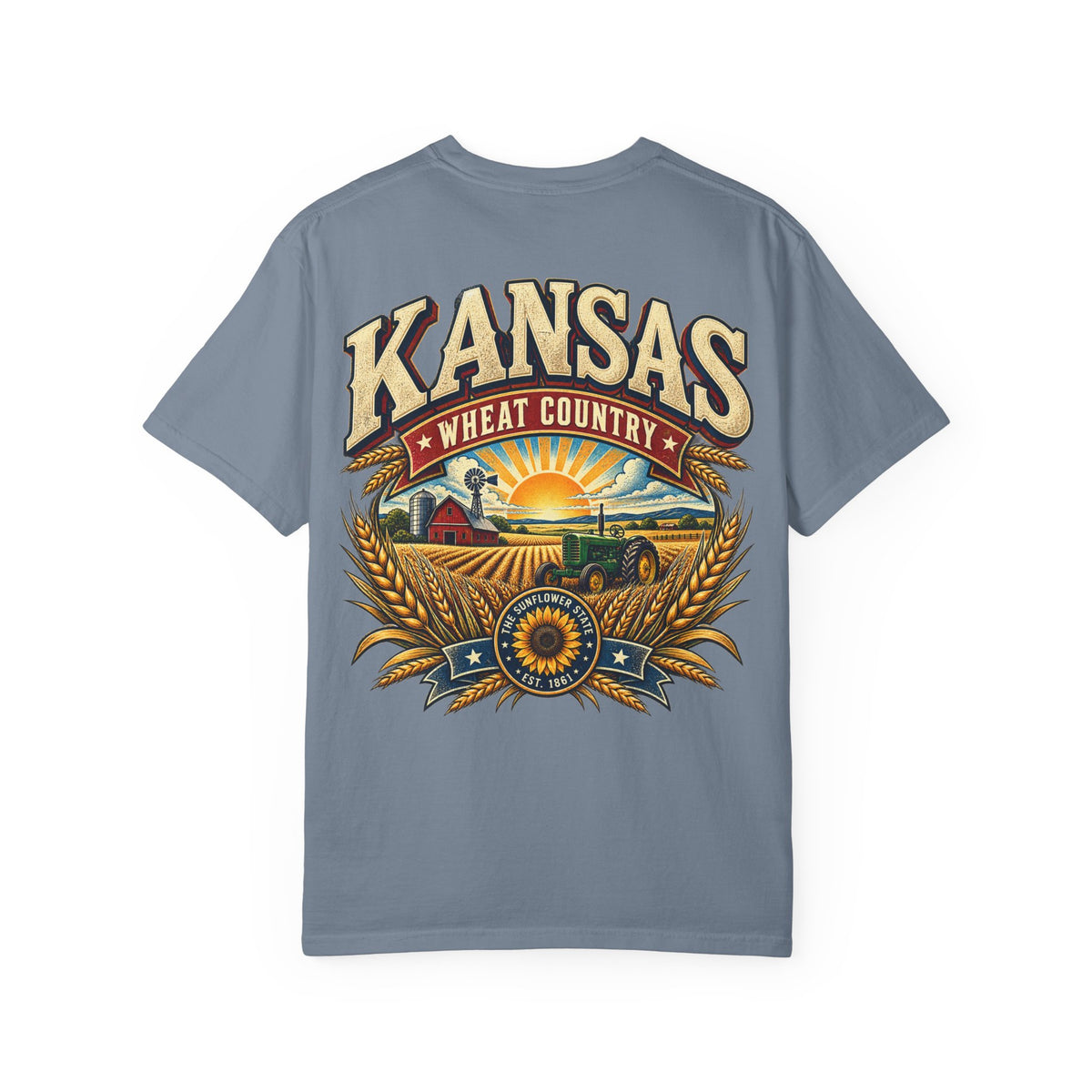 Kansas Wheat Country Unisex Comfort Color 1717 Streetwear Graphic Tee