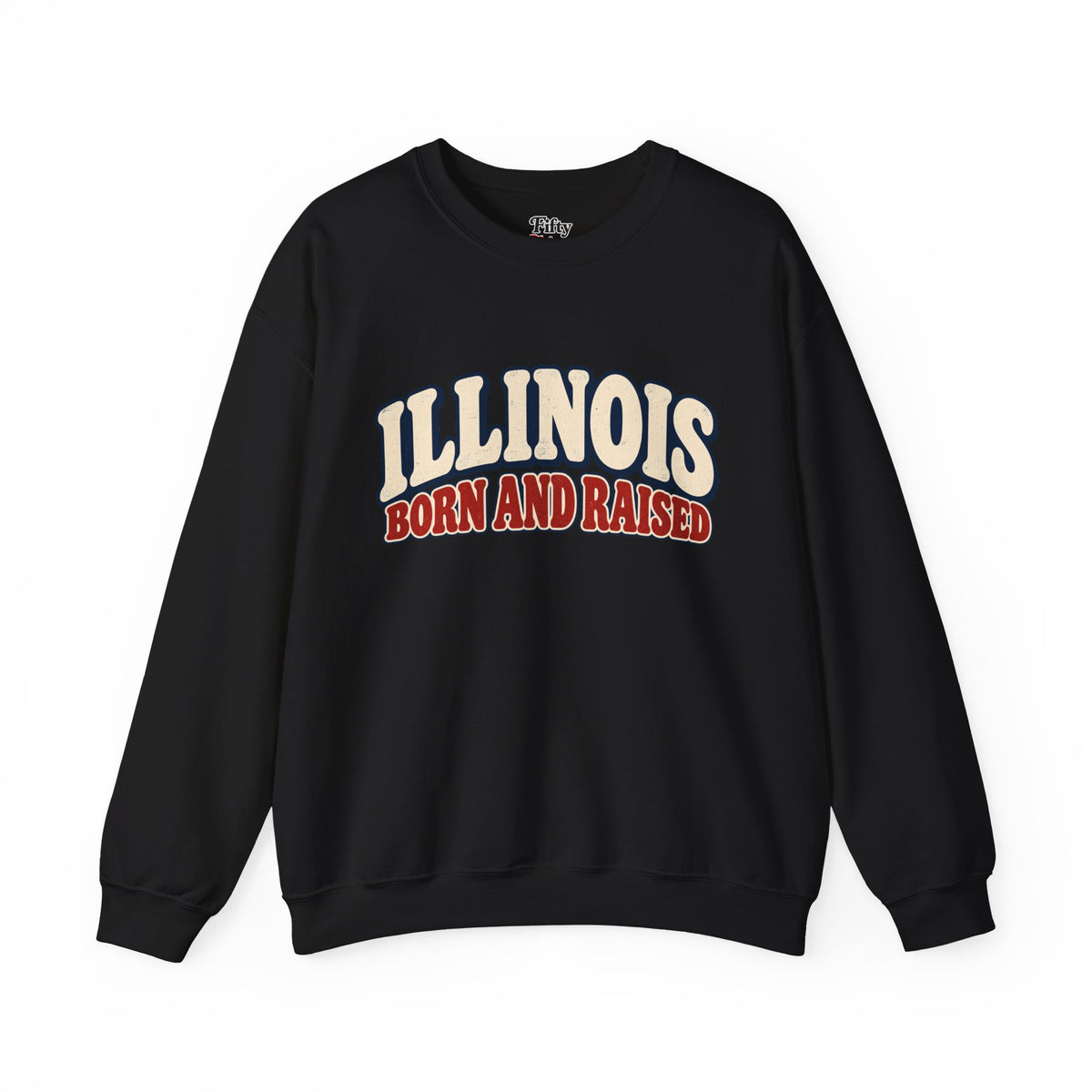 Illinois Born and Raised Retro 1970s Unisex Sweatshirt Graphic