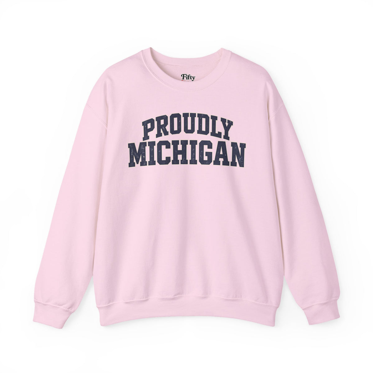 Proudly Michigan Unisex Crewneck Sweatshirt State Name Graphic