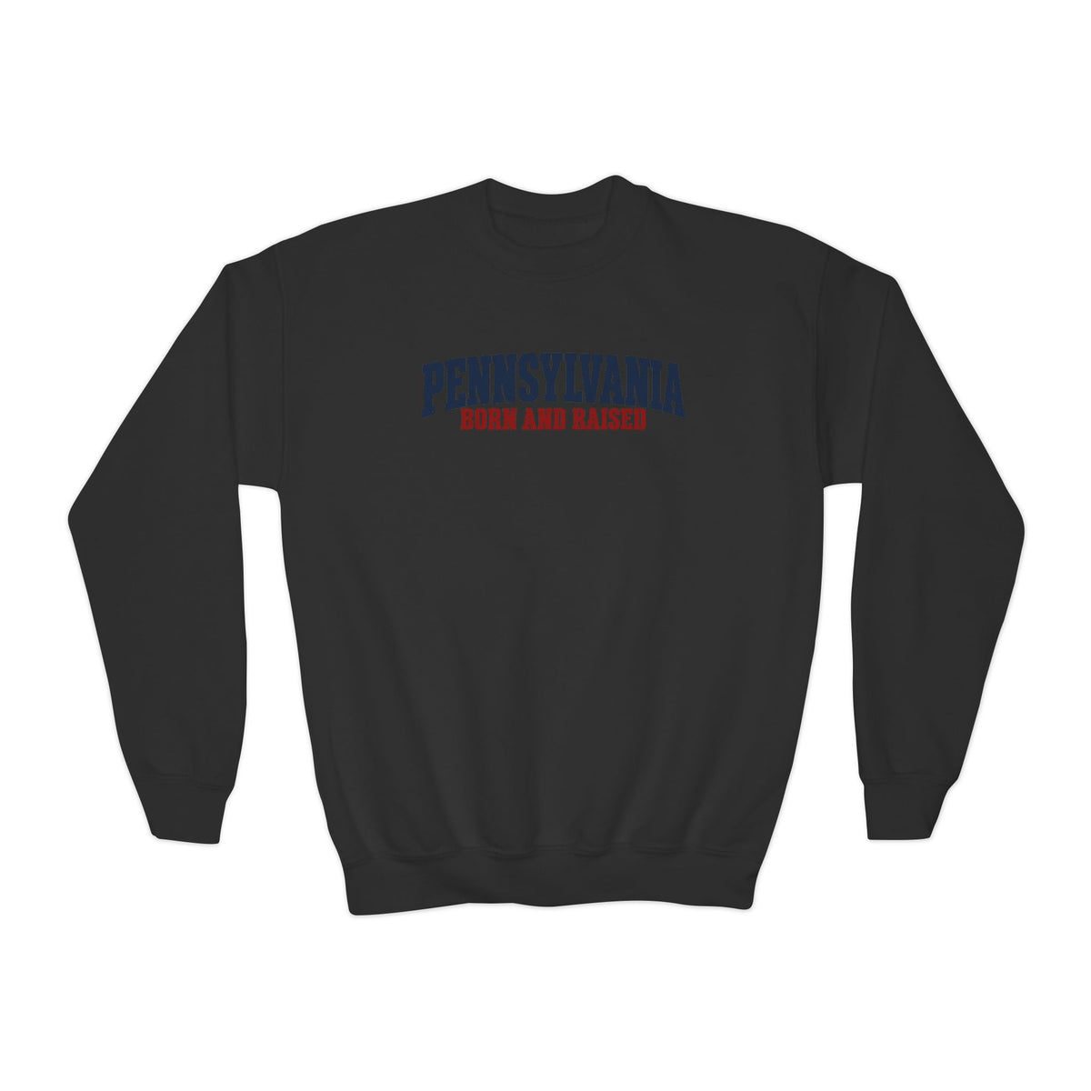 Pennsylvania Born and Raised Minimal Heritage Unisex Youth Crewneck Sweatshirt Graphic