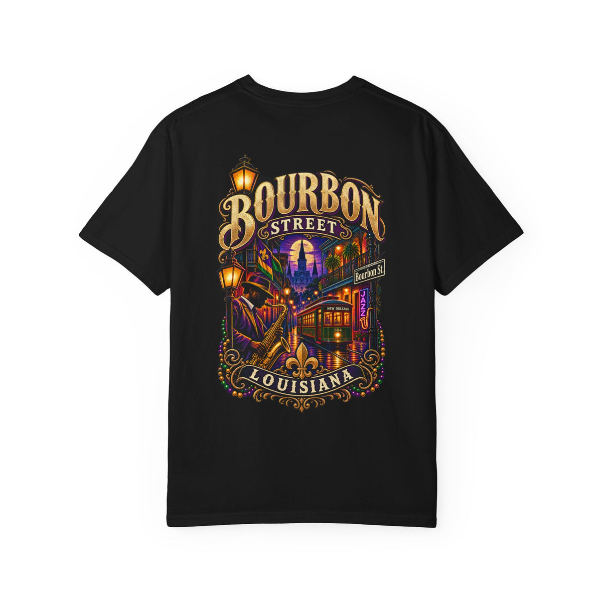 Louisiana Bourbon Street Nights Unisex Comfort Color 1717 Streetwear Graphic Tee