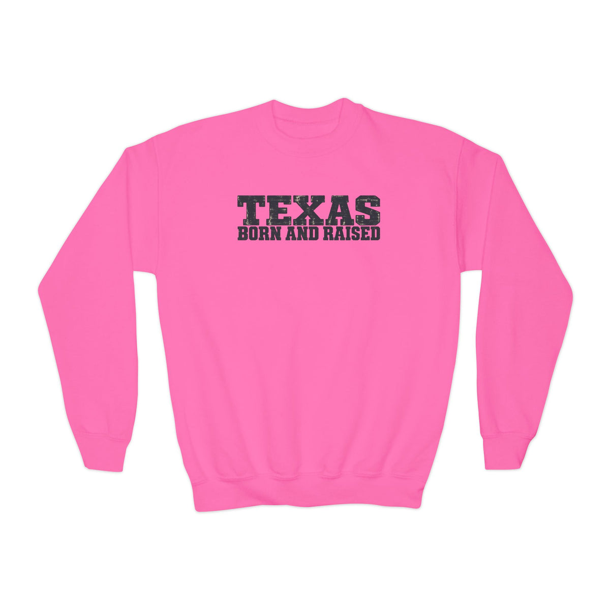 Texas Born and Raised Workwear Unisex Youth Crewneck Sweatshirt Graphic