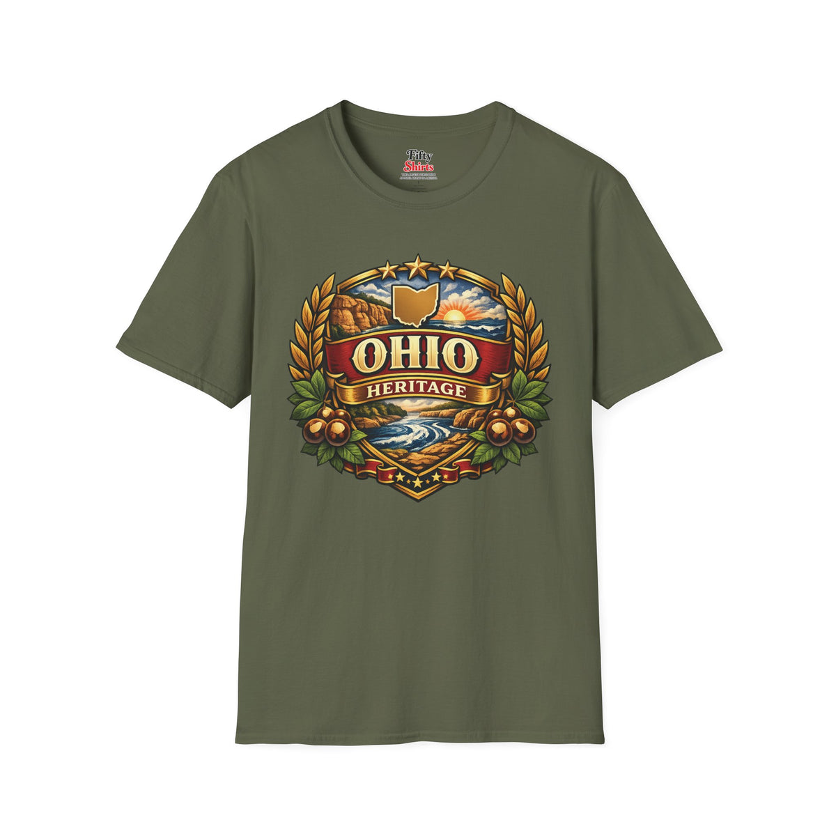 Ohio Heritage Badge Unisex Softstyle T Shirt State Pride Graphic Tee Collections FS03